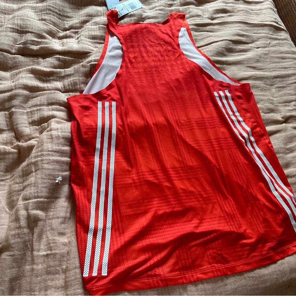 Adidas New Rare Rhonex Geometric Red Aeroready Racing Singlet Running Tank Top - Picture 12 of 13